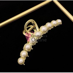 Clama pentru prins parul tip cleste CLM038AA Auriu cu perle